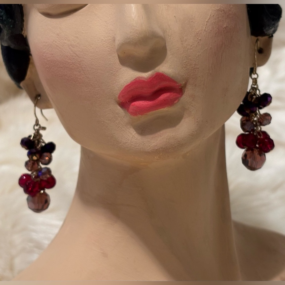 Pretty dangle Earrings with various Purple shades of AB Crystal beads
